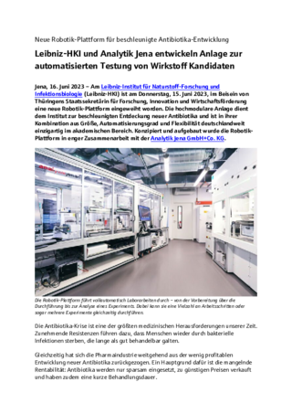 Pressemitteilung Kooperation Analytik Jena & Leibniz-HKI