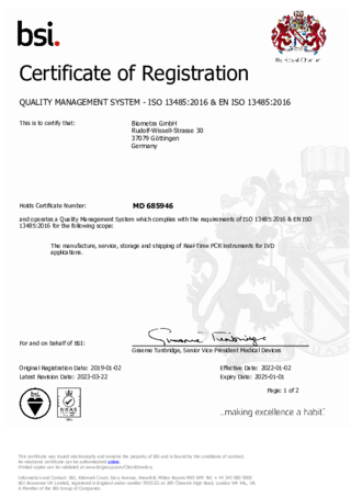 ISO Zertifizierung Biometra GmbH