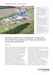 Automatisierte Bestimmung des Schwefelgehalts von Methanol und Ethanol mittels Elementaranalyse und UV-Fluoreszenz-Detektion nach DIN EN 15486 und ASTM D5453 (DE)
